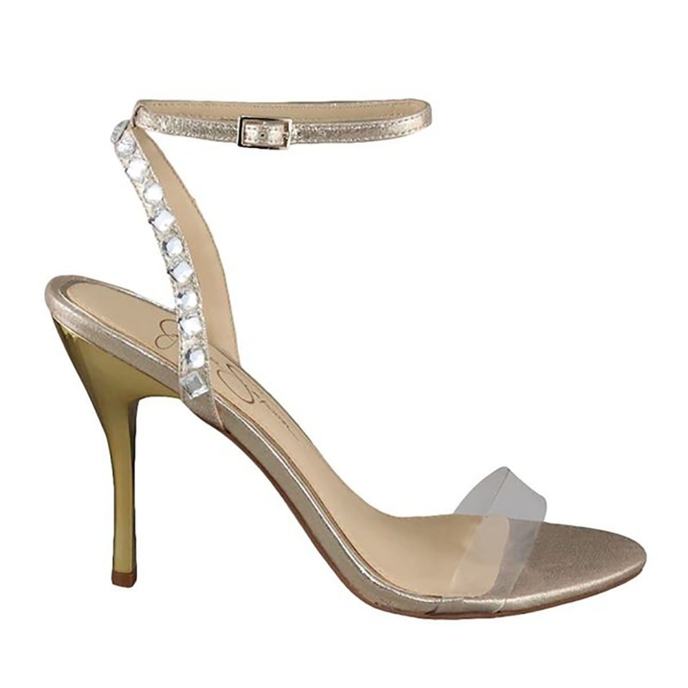 NWOB Jessica Simpson Milliana Gold / Shimmer Sand High Heels, 37.5